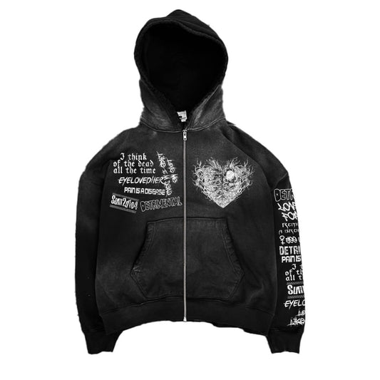 “LIMITED” Heartache Black Zip up